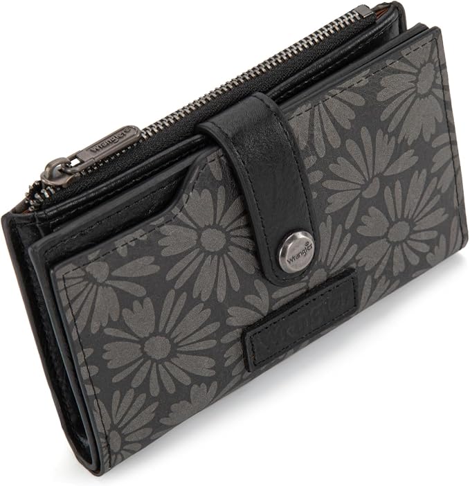 Wrangler Wallet for Women Bifold Card Holder with Zipper and ID Window - Image 4