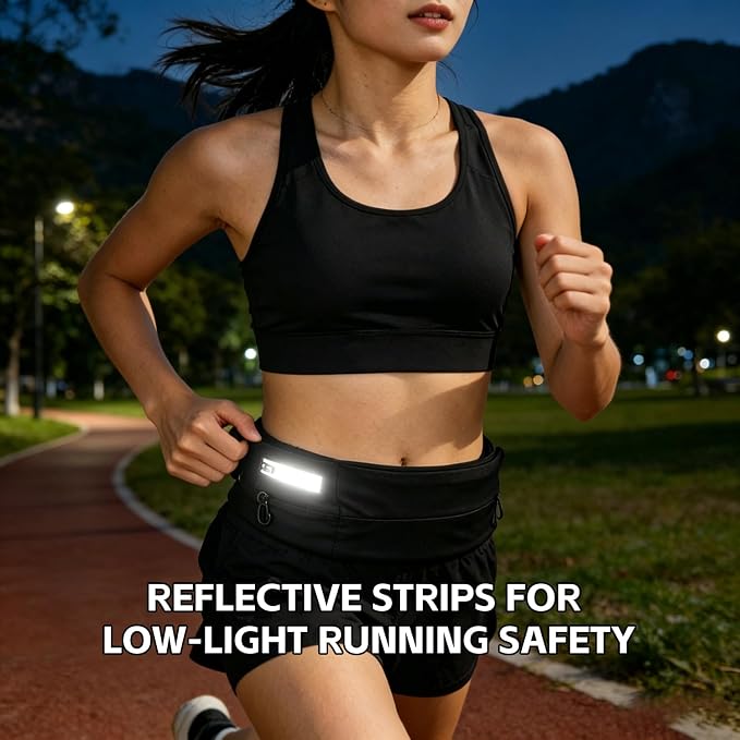 Running Pouch Belt Runner Waist Pack for Women and Men - Runners Hiking Climbing Fanny Pack - Adjustable Running Pouch (3 Pockets) Running Belt With Headbands - Image 5