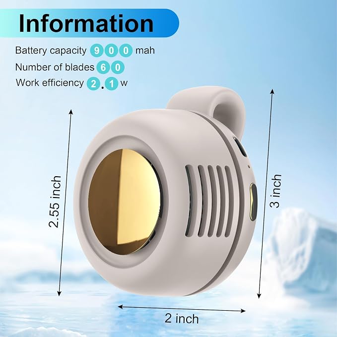 lfcforld 2PCS Portable Electric Mini Bladeless Fan, Silent Mini Adjustable Clip-On USB Rechargeable Fan, 3-Speed Ultra-Quiet Personal Cooling Fan - Image 7
