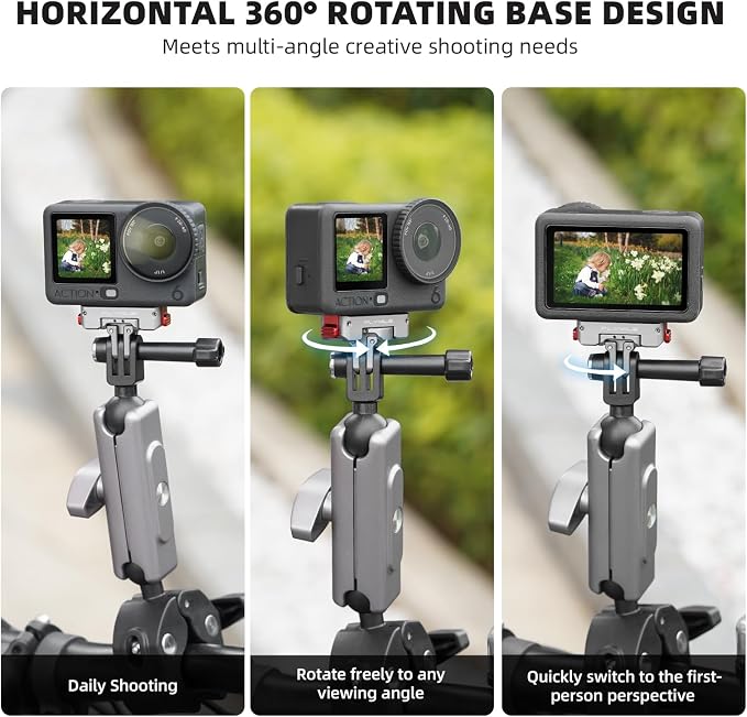 BRDRC Action 6 Magnetic Quick-Release Mount, 360° Horizontal Rotation Aluminum Alloy Adapter for DJI OSMO Action 6/Nano, with 1/4" Threaded Hole & Foldable Action Camera for Tripod Accessories - Image 4