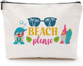 ZUYUROU Beach Makeup Bag for Women, Funny Travel Cosmetic Pouch, Beach Please Zipper Bag, Summer Vacation Gift, Tropical Aesthetic Bag for Girls, Best Escape Anyone Can Have Travel Organizer by ZUYUROU