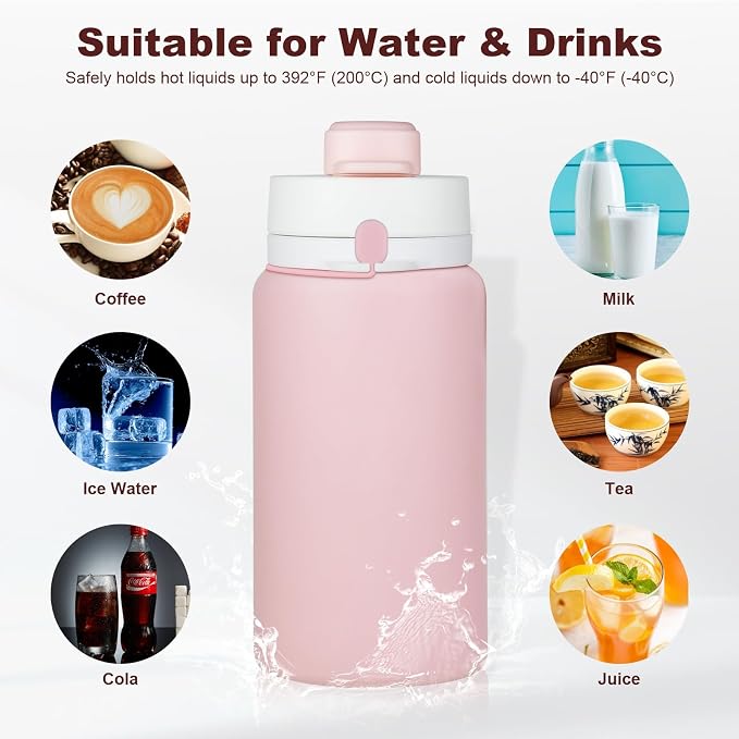 PLTCAT Collapsible Water Bottle, 19oz Foldable Bottle BPA Free Reusable Lightweight Leak-Proof Travel Silicone Water Bottle for Travel, Gym, Hiking, Office, Camping - Image 3