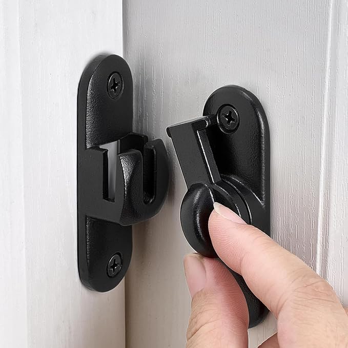 Matte Black 90/180 Degree Barn Door Latches,Flip Gate Lock | Zinc Alloy Flip Gate Latches,Right Angle Door Lock,for bedroom,garage,sliding door,window,cabinet,drawer,pet enclosures by INIRET