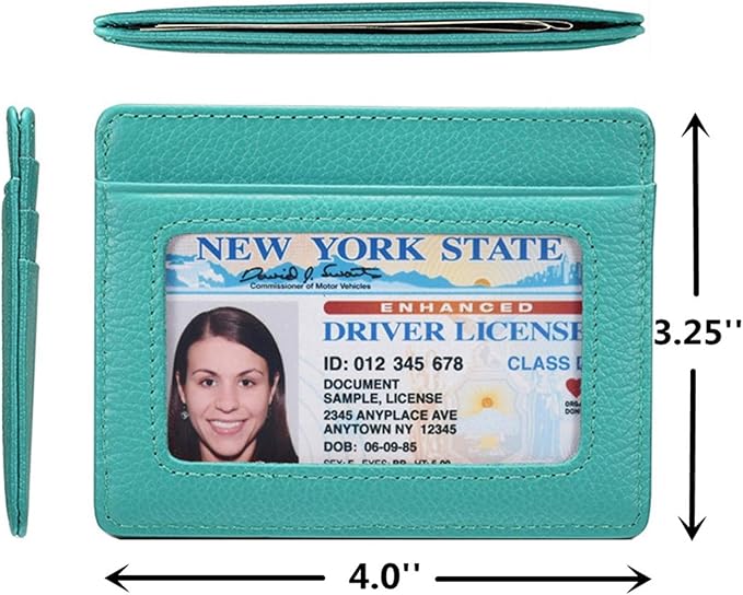 KALMORE womens Credit Holder Genuine Leather Slim Minimalist Card Case Wallet, Black With Id Window - Image 3