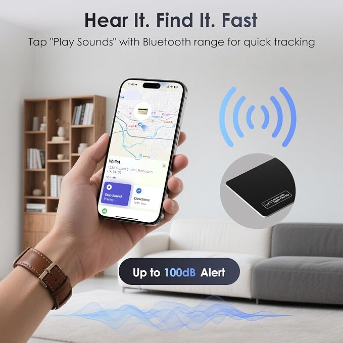 Wallet Tracker Card 2 Pack - Compatible with Apple Find My iOS Only, Bluetooth Tracker, 0.08in Slim, IP68 Waterproof, Item Locator for Luggage, Passports, Purse, Gift for Men Women - Image 3
