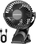 Portable Clip on Fan Rechargeable Mini for Desk Golf Camping Black | 4000mAh 20H Battery, Quiet Brushless Motor 4.5m/s, One-Click Shutdown, 3 Speeds, Detachable Cover, Type-C Charge, 360° Rotate by Redefiningsummercomfortandmakingdailylifemoreconvenient