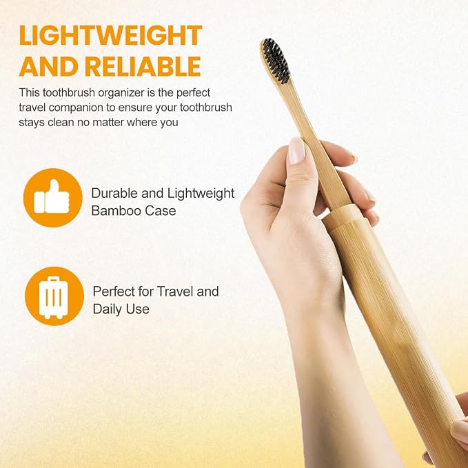 VASANA 2PCS Bamboo Toothbrush Case Portable Toothbrush Container Reusable Toothbrush Holder Personal Cleaning Tools Storage for Daily Use Traveling Camping(21CM) - Image 5