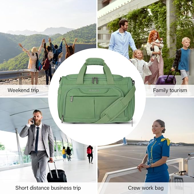 Hanke Small Underseat Carry On Luggage Bags for Travel with 10 Pockets. | Airline Approved Foldable Personal Bag w/ Luggage Sleeve; Tote Duffle & Bento Bag, Flight Attendant Weekender for Men & Women - Image 9