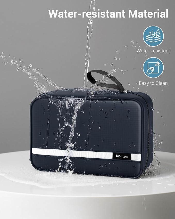 Maliton Toiletry Bag for Men & Women Travel Toiletry Bag Hanging Toiletry Bag Hygiene Organizer with 4 Compartments Waterproof Bathroom Shower Bag Large Toiletries Travel Bag(Black (Navy Blue) - Image 4