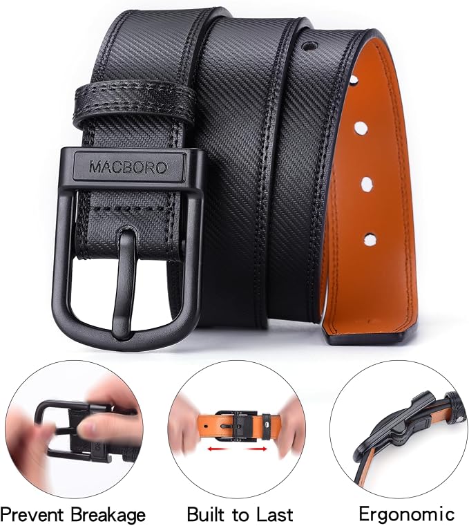 Non Metal Tsa Approved Belt Nickel Free Hypoallergenic Plastic Buckle Travel Leather Belt 1.38" - Image 2