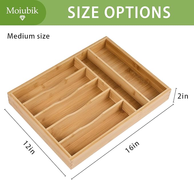Bamboo Expandable Silverware Drawer Organizer, Adjustable Utensil Tray Cutlery Holder for Kitchen Drawer, Flatware Storage Organizer for Spoons, Forks and Knives, Natural (7 Slot,) - Image 5