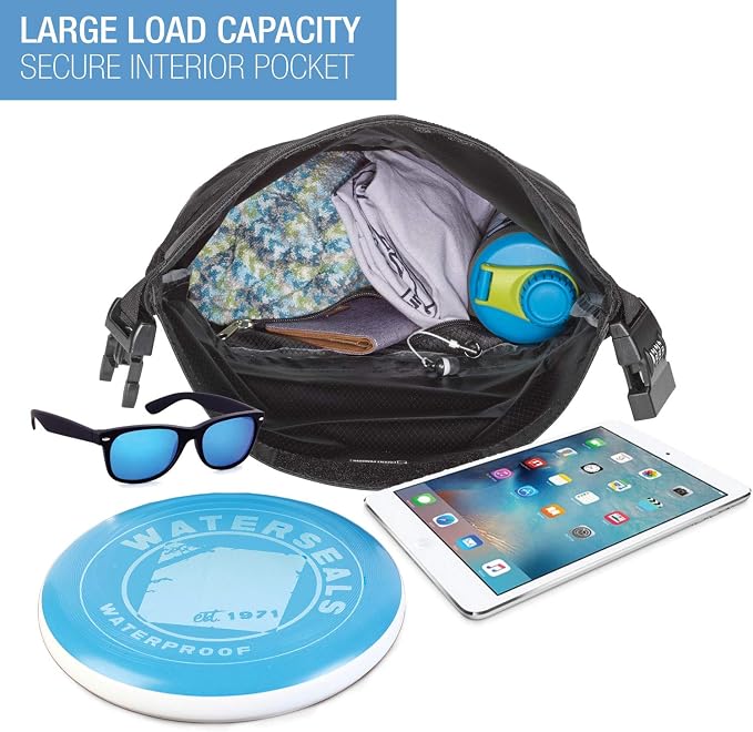 WaterSeals Locking Backpack + Waterproof Bag for Women & Men with Ripstop Material & Anti-Theft Combination Lock to Protect Wallet, iPhone or Valuables at the Beach, Pool, Skiing, or Camping, Black - Image 5