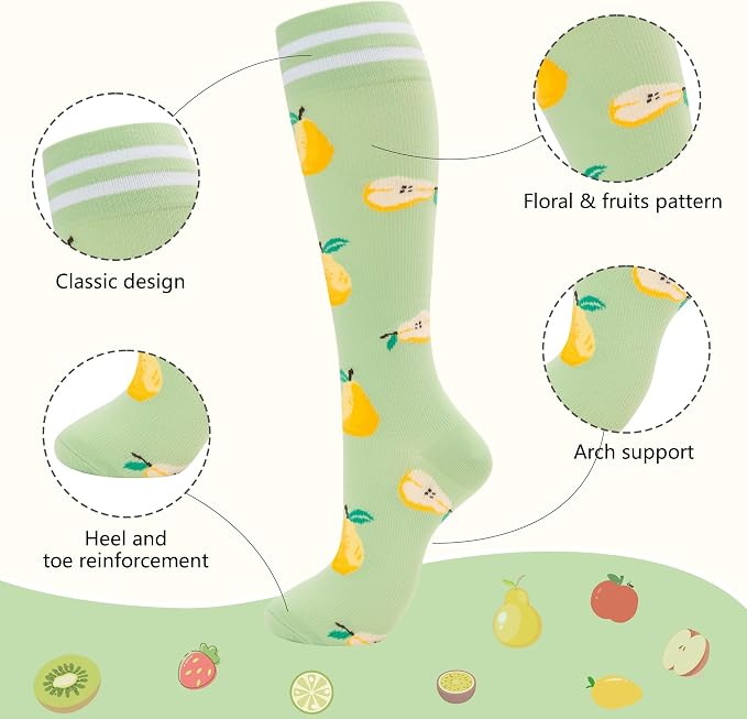 fenglaoda Compression Socks for Women Men Support Circulation 6 Pairs Socks For Nurse, Travel, Flight - Image 4