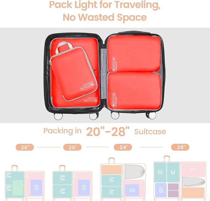 Cambond Compression Packing Cubes for Travel - Luggage Suitcase Organizer | Compression Zip Design for Space-saving, Expandable, Lightweight, Keep Clothes Sorted, Luggage Space Tidy, Carry on Pack Fast - Image 6