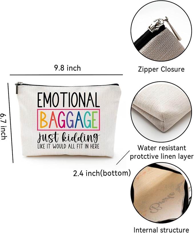 ZUYUROU Funny Gifts for Women, Friends, Hostess Gift Ideas Cool Gifts for Women Mom Grandma Birthday Gift Ideas Gag gifts Girls Weekend Fun Makeup Travel Bag Cosmetic Bag Emotional Baggage - Image 2