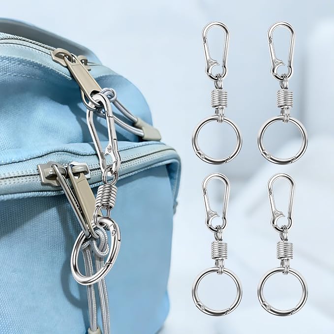 Oiissuz Zipper Clips Anti Theft Double Opening Small Zinc Alloy Carabiner Clips, Europe Travel Safety for Women, Easy to Use Suitable for Crossbody Bag, Backpack & Luggage, 4pack by Unknown