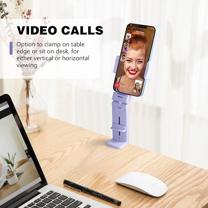 Perilogics Airplane Phone Holder Mount Universal in Flight Hands Free Viewing with Multi-Directional Dual 360 Degree Rotation (Black/Lavender) - Image 4