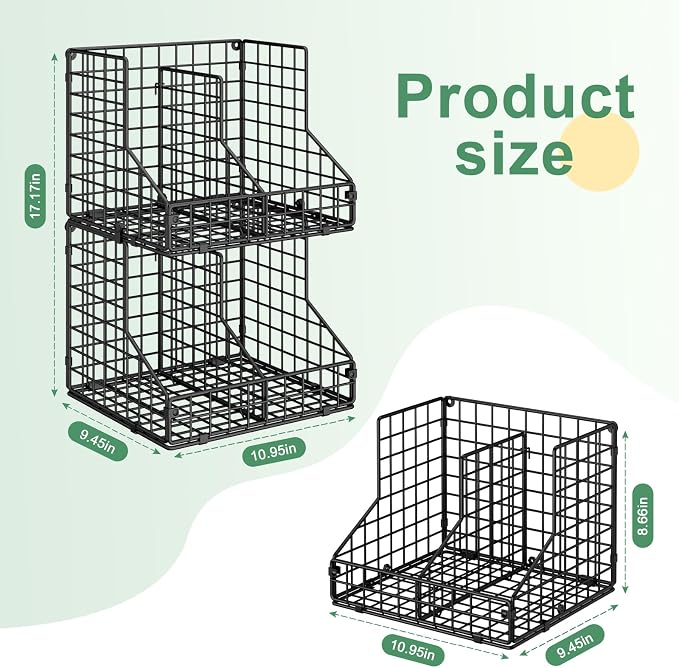 Stackable Can Organizer for Pantry with 2 Adjustable Dividers, Soda Can Organizer, Can Storage Dispenser Holds up to 28 Cans, 2 tier Metal Wire Baskets Can Holder for Kitchen Cabinet Pantry, Black - Image 7