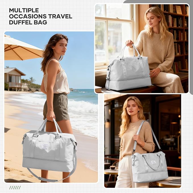 Travel Duffel Bag, Sports Tote Gym Bag, Shoulder Weekender Overnight Bag for Women - Image 3