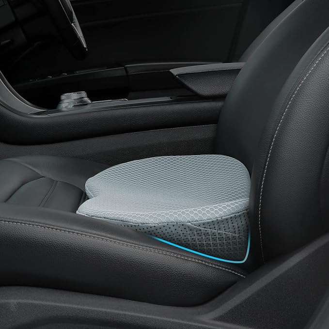 Livtribe Car Seat Cushion, Comfortable Wedge Seat Cushion for Driving | Memory Foam Seat Pad, Breathable Mesh Cover, Non-Slip Bottom, Pressure Relief, Improved Forward View, Road Trip Essentials by Livtribe