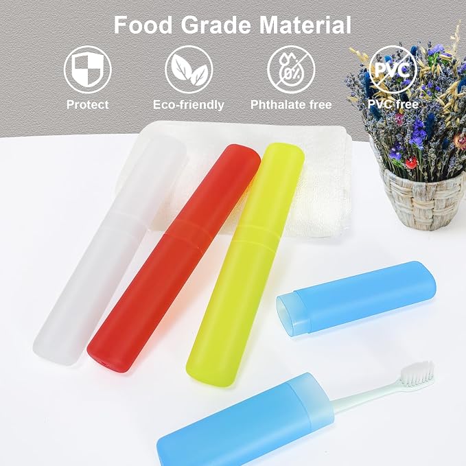 Mulbozy 4 Pack Portable Travel Toothbrush Case, Transparent Breathable Plastic Toothbrush Holder for Home, Travel, Business, Camping, School - Image 2