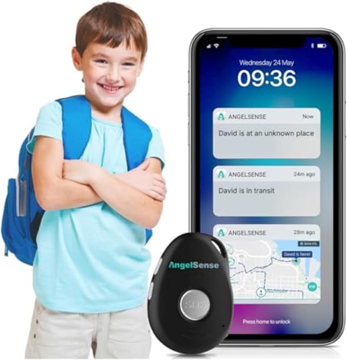 AngelSense GPS Tracker for Kids - for Autism Safety, Special Needs, Elderly | App with Real-Time GPS, 2-Way Voice, SOS Button, First Responder Alerts, AI Risk Alerts, Safe Ride Monitoring, Fall Detection by AngelSense