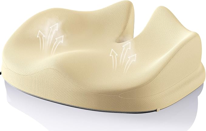 Benazcap Large Seat Cushion for Office Chair, Beige | Memory Foam by Benazcap