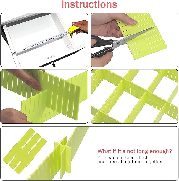 40Pcs Drawer Dividers, Adjustable Drawer Organizer for Socks, Underwear, Makeup, Can Help Tidy Kitchen, Bedroom, Dresser Green - Image 3
