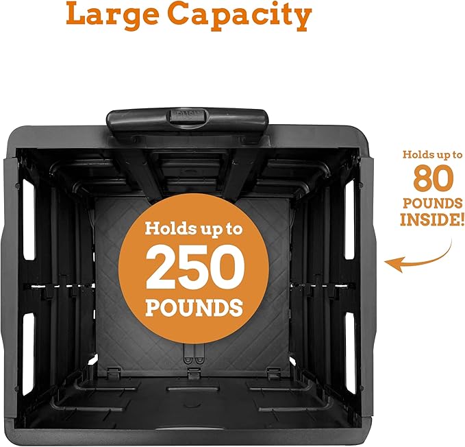 Inspired Living Ultra-Slim Rolling Collapsible Storage Pack-N-Roll Utility-carts, with Telescopic Handle, for Home, Garden, Shopping, Office, School use, Large, Leopard - Image 3