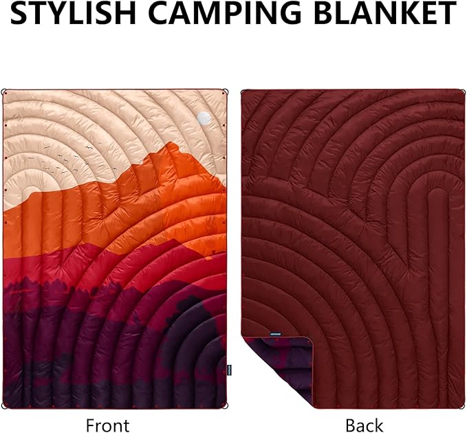 Puffy Camping Blanket,Large Camp Blanket Outdoor Camping Quilt Waterproof | Lightweight Printed Warm Packable Down Alternative Blanket for Camping,Traveling, Stadium, Hiking, Picnics - Image 2