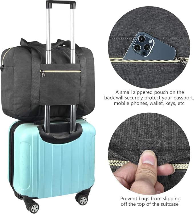 F.FETIVIN Personal item travel bag 18x14x8 for Spirit Airlines Lightweight carry on duffle bag for Gym,Sports,Vacation(Grey) - Image 3
