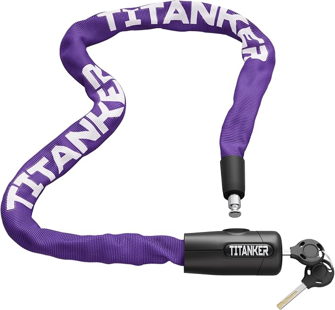 Titanker Bike Chain Lock with Keys, 3.3 Feet Security Heavy Duty Anti-Theft Bicycle Chain Locks for Bike, Motorcycle, Bicycle, Door, Gate, Fence, Grill (6mm, 8mm, 10mm Thick Chain) by Titanker
