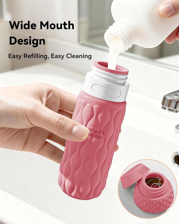 Travel Bottles for Toiletries Silicone Travel Size Containers 3.4oz 1.7oz | Travel Essentials TSA Approved Leakproof Refillable Squeeze Bottles with Labels/Clear Bag for Shampoo, Conditioner, Creams - Image 5