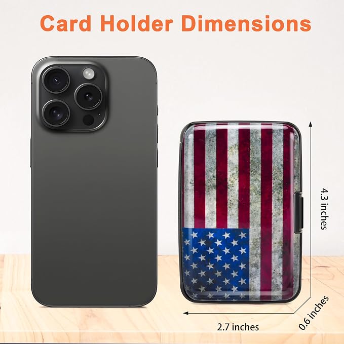 Mayski Credit Card Holder for Women RFID Blocking Wallet, Flag | Card Wallets for Women Small Mini Business Metal Accordion Aluminum Alloy Hard Case for Men - Image 5