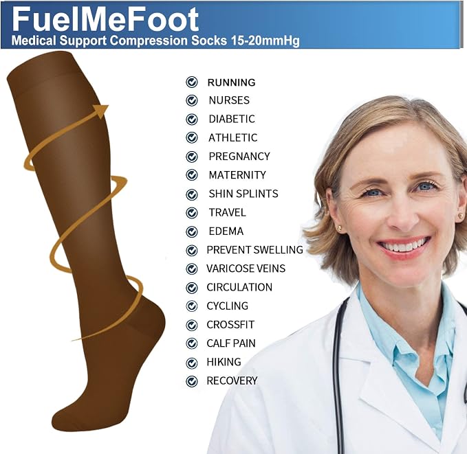 FuelMeFoot 3 Pack Copper Compression Socks - Compression Socks Women & Men Circulation - Best for Medical,Running,Athletic - Image 6