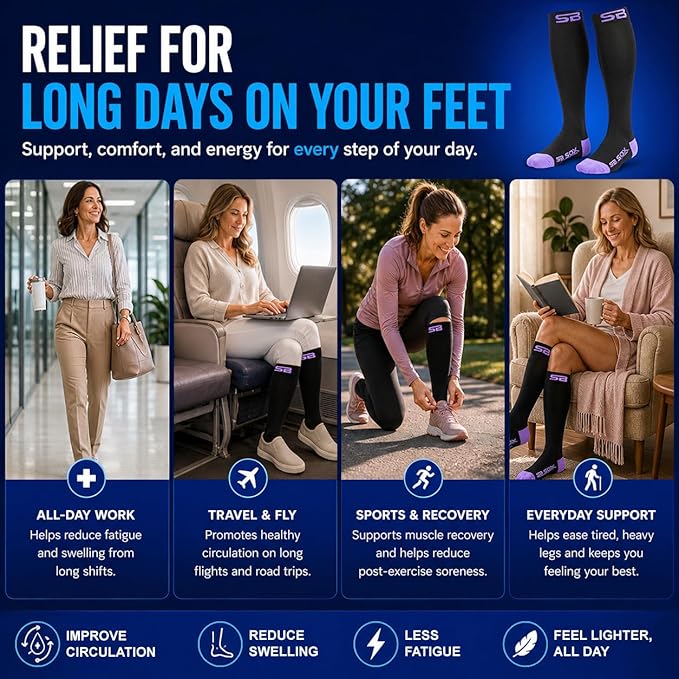 SB SOX Compression Socks for Men & Women (20-30mmHg) | Best Quality Compression Socks for Flying, Medical, Sports, Wide Calf Fit, Pregnancy, and Daily Wear. Trusted since 2016. - Image 5
