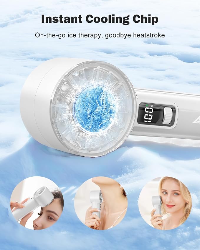 AMACOOL Handheld Fan with Ice Cooler, Mini Portable Cooling Fan | Gifts for Mom Her Women Girl, Small Yet Powerful, Personal Hand Fans for Men Travel Essentials Beach Outdoor Makeup - Image 2