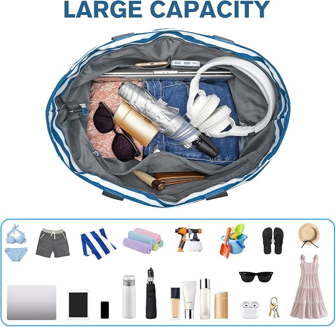 G4Free Beach Bag, Waterproof Sandproof Beach Tote Bag, Large Capacity Foldable for Women - Image 4