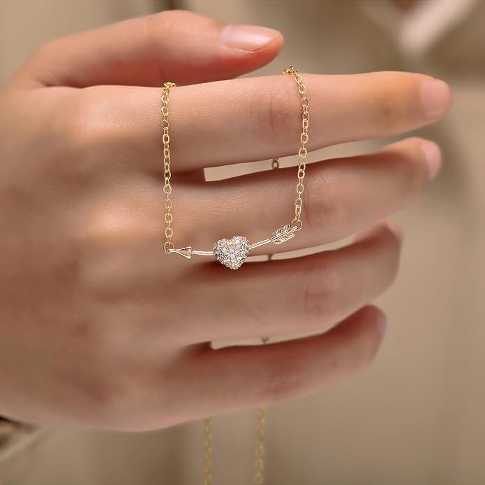 RZKING Golden Necklace for Women, Dainty Butterfly Heart Bow Rose Necklace, Gifts for Best Friend Sister Mom Girlfriend, Graduation Chritmas Birthday Anniversary Thank You Gifts - Image 3