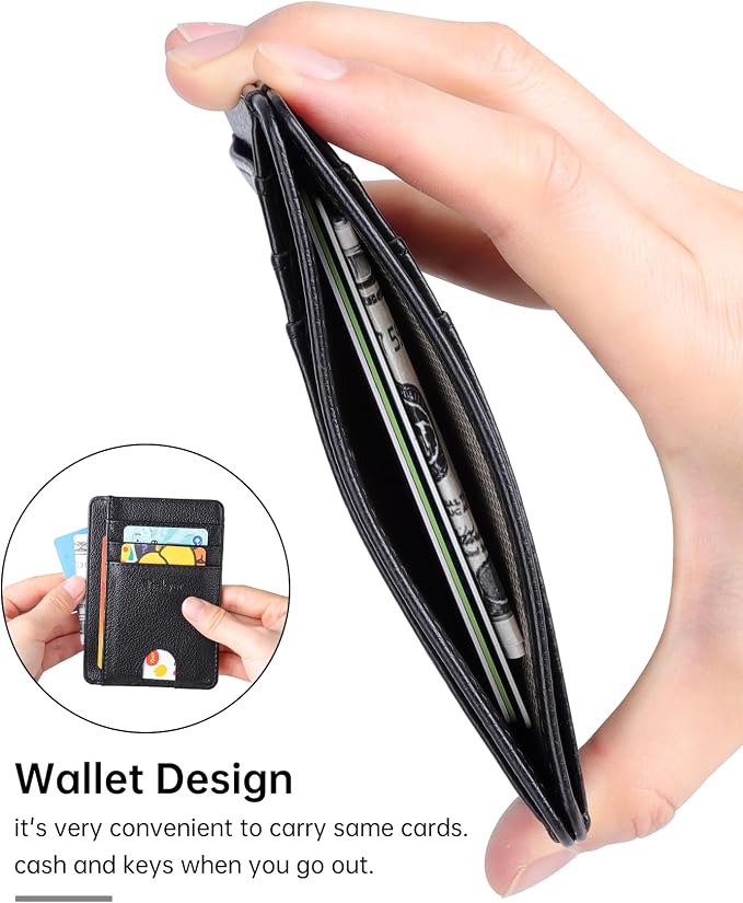 Teskyer Slim Minimalist Wallet for Men, RFID Front Pocket Card Holder | Ultra Slim Front Pocket Design, 8 Card Slots, RFID Protection, Smooth Faux Leather for Everyday Carry - Image 3