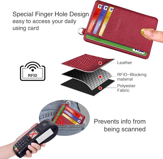 Slim Minimalist Front Pocket Wallet, RFID Blocking Credit Card Holder Wallet with Detachable D-Shackle for Men Women - Image 4