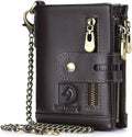 Mens Wallet with Chain Genuine Leather Purse RFID Blocking Bifold Double Zipper Coin Pocket with Anti-Theft Chain… by bill+heart