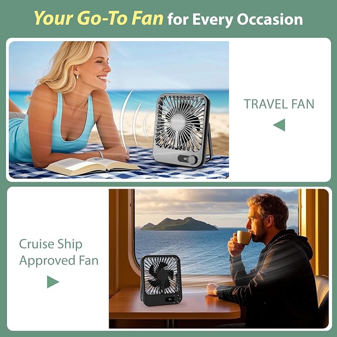 Portable Fan Rechargeable- 4000mAh mall Mini Desk Fan 100 Speed Wind Adjustable, Mini Silent Battery Powered Personal Desktop Fan for Bedroom Bedside, Office, Travel Essentials - Image 7