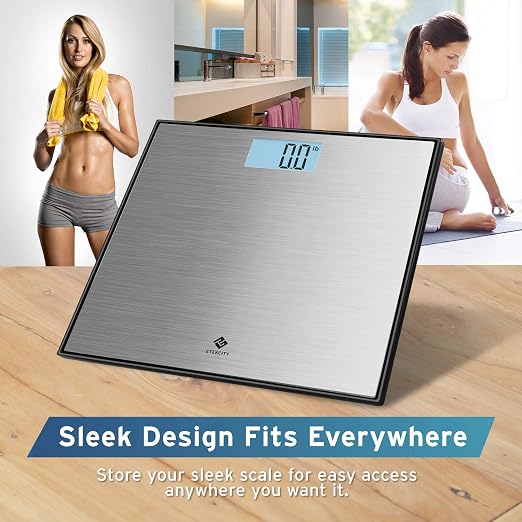 Etekcity Stainless Steel Digital Body Weight Bathroom Scale, 400 Pounds | Step-On Technology, Large Blue LCD Backlight Display, Grey 12x12 Inch, 1 Pack Accurate Bathroom Scale - Image 6