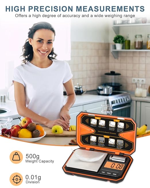 Digital Pocket Scale, 500g/0.01g High Precision Mini Grams Scale with 50g Calibration Weight, Digital Food Scale with LCD Display, 6 Units, Tare Function for Food, Jewelry, Coffee, Coin - Image 2