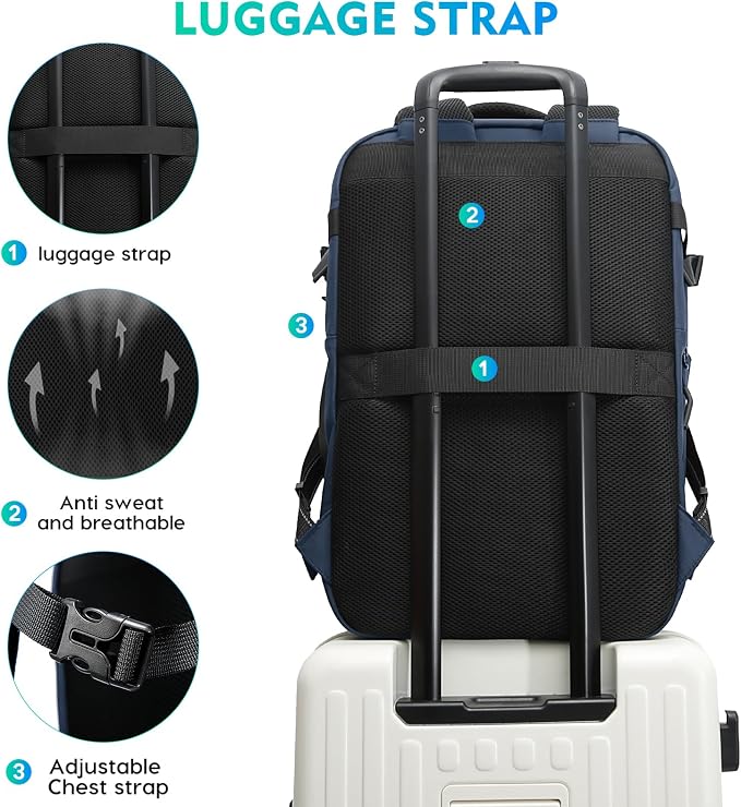 BANGE Travel Backpack with TSA lock version can hold 15.6 inch Laptop suitable Daily Commute and Overnight Flight Approved Anti-theft Bag - Image 6