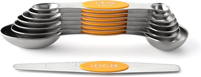 Spring Chef Stainless Steel Magnetic Measuring Spoons Set of 8, Mango | Nesting Teaspoon & Tablespoon Measuring Spoons w/ Leveler for Dry & Liquid Ingredients, Measure Spoons For Baking & Cooking - Image 8
