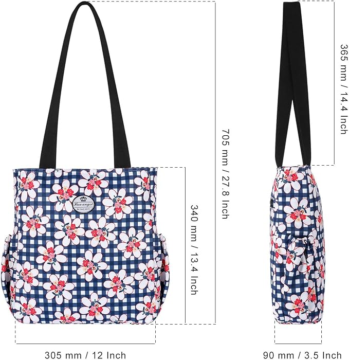 HUA ANGEL Floral Tote Bag - Casual Shoulder Bag Daily Tote Bag with Zipper Gym Travel Shopping Work Handbag for Women - Image 5