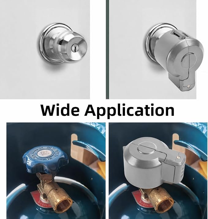 PUGED Door Knob Lockout Device Cover to Disable Doorknob/Faucet/Water Valve Hose Lock Door Handle Temporary Lock for Bedroom Door from Outside Door Handle Without Drilling (2, Silver) - Image 7