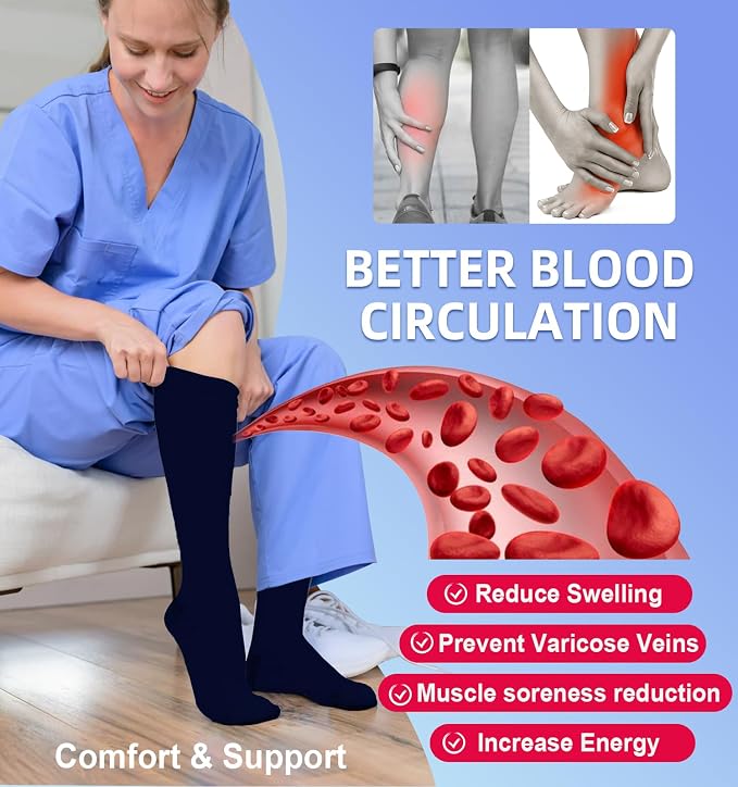 Compression Socks for Women & Men Circulation (4 Pairs) 15-20 mmHg is Best Support for Nurses Running Hiking Travel - Image 4